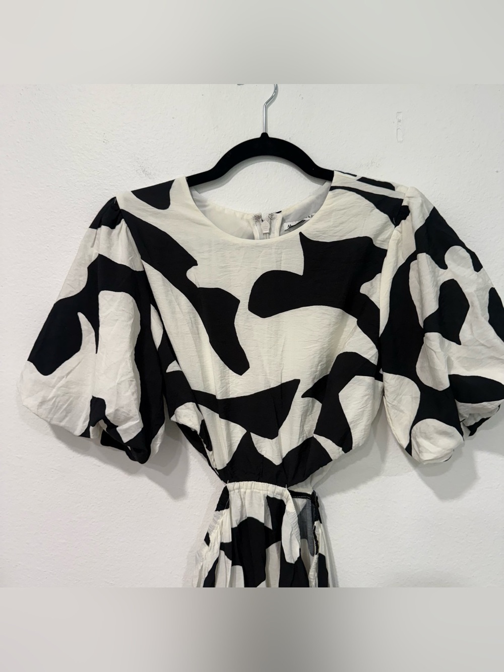 Abercrombie & Fitch Black White Short Sleeve Cutout Maxi Dress S - Picture 3 of 7